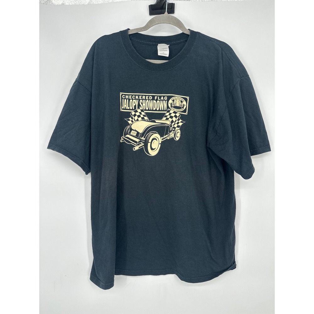 Jalopy Showdown T Shirt Men XL Black Hot Rod Racing Graphic Tee Gildan Car Show